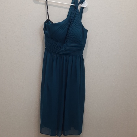 One shoulder turquoise dress - Picture 3 of 4